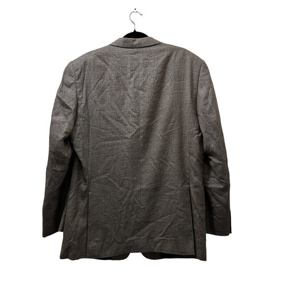Jos A Bank Silk Wool Blazer Traveler's Collection 44L Houndstooth Brown Tan - Picture 2 of 13